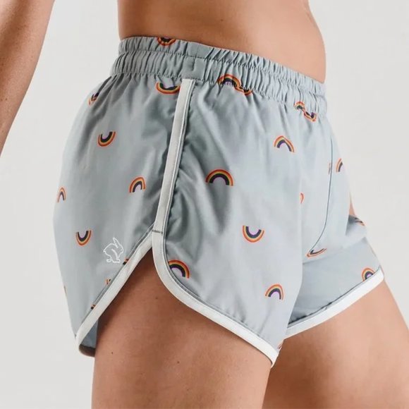 Rabbit Pants - RABBIT - “Love All” Quiet Rainbow Grey Repeats Pride Running Shorts